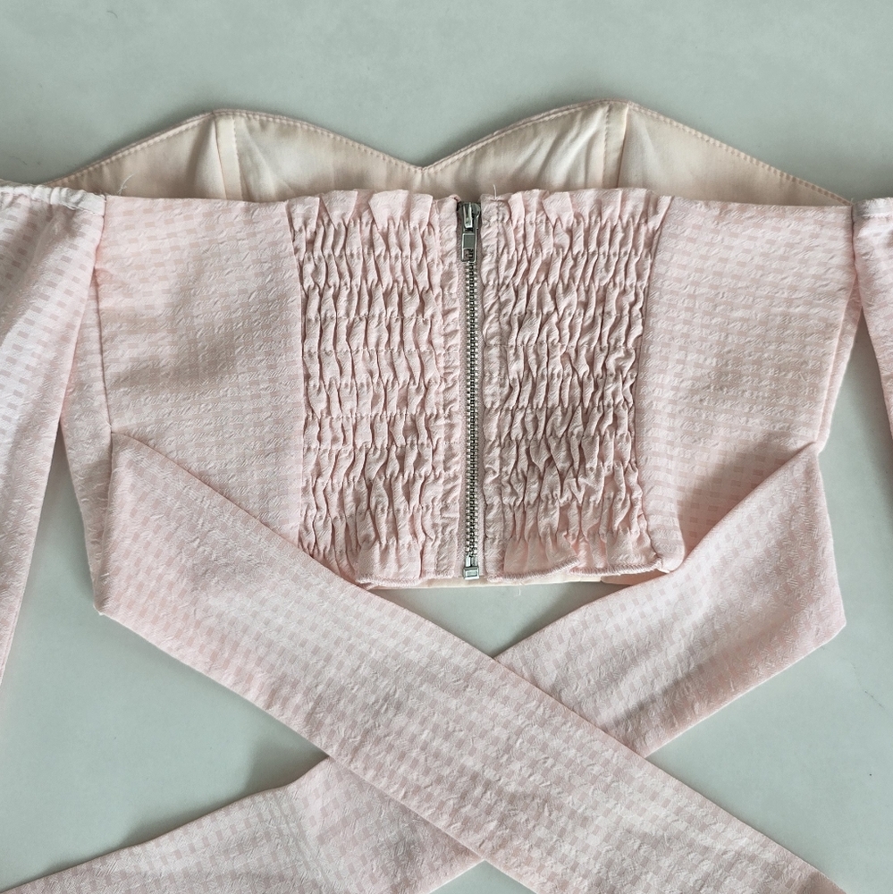 Revolve By the Way Maya Off-the-Shoulder Blouse - Pink Gingham - XXS - Picture 8 of 9